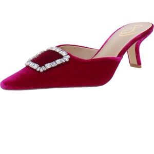Velvet Women's Mules with Rhinestone Buckle